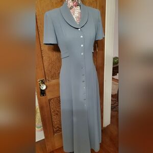 Chic Blue Maxi Dress with Button Detail